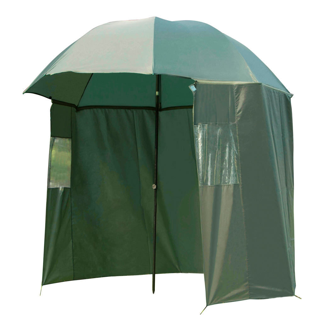 Yoshikawa 88" 2.2M CARP FISHING UMBRELLA BROLLY SHELTER ZIP-ON SIDES COARSE TOP TILT
