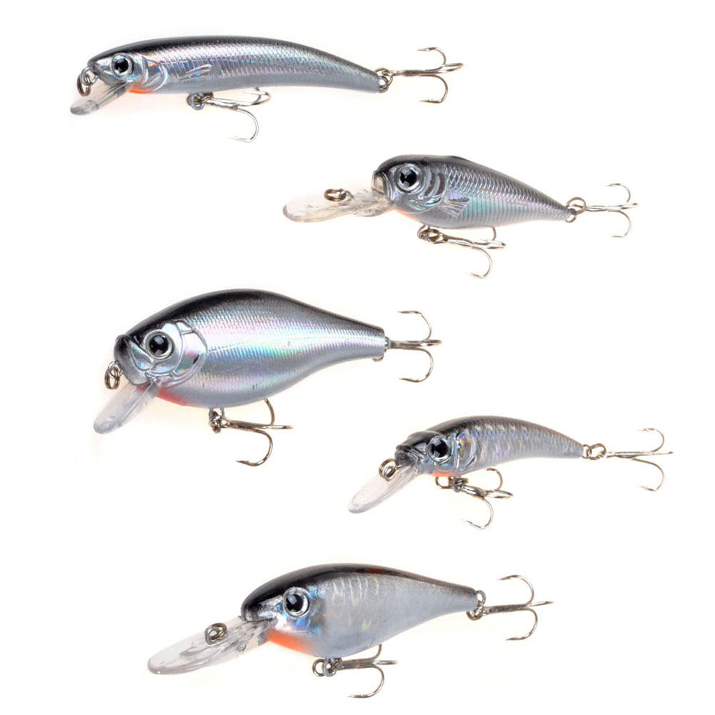 Fishing Lure Crankbaits Minnow Shad Mix Style Black Silver (Pack of 5)