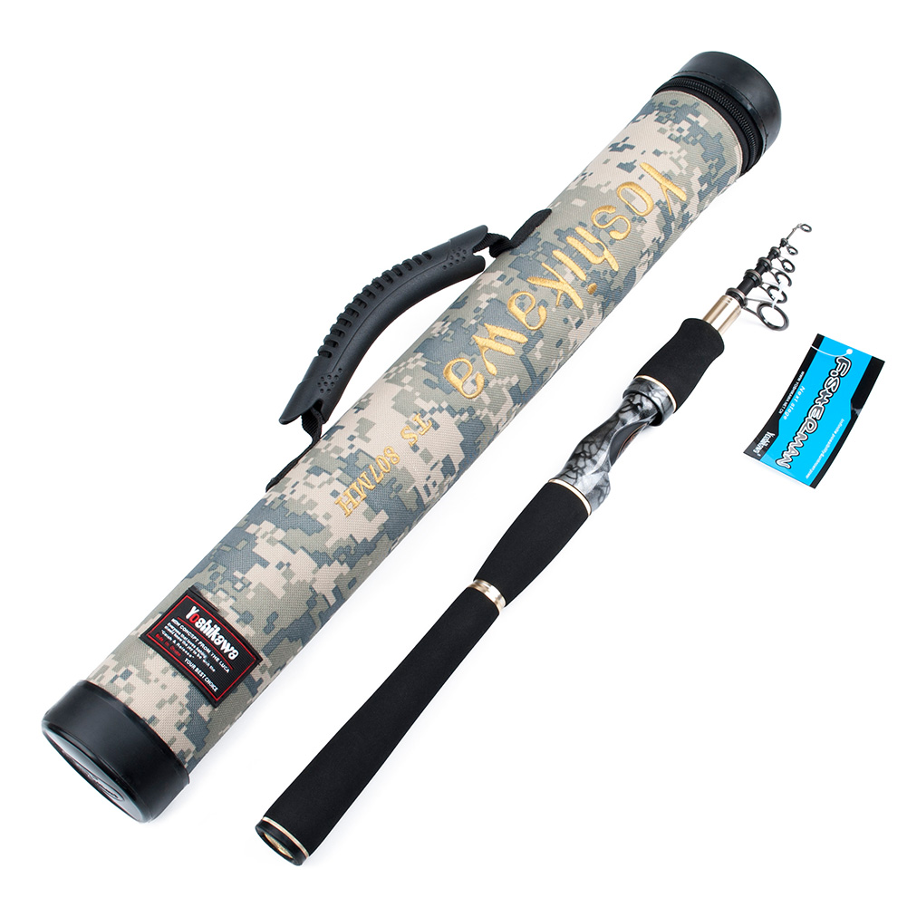 Yoshikawa 6.9FT Telescopic Fishing Rod Spinning W/ Storage Case Travel Fishing Pole Medium Carbon Fiber Blank
