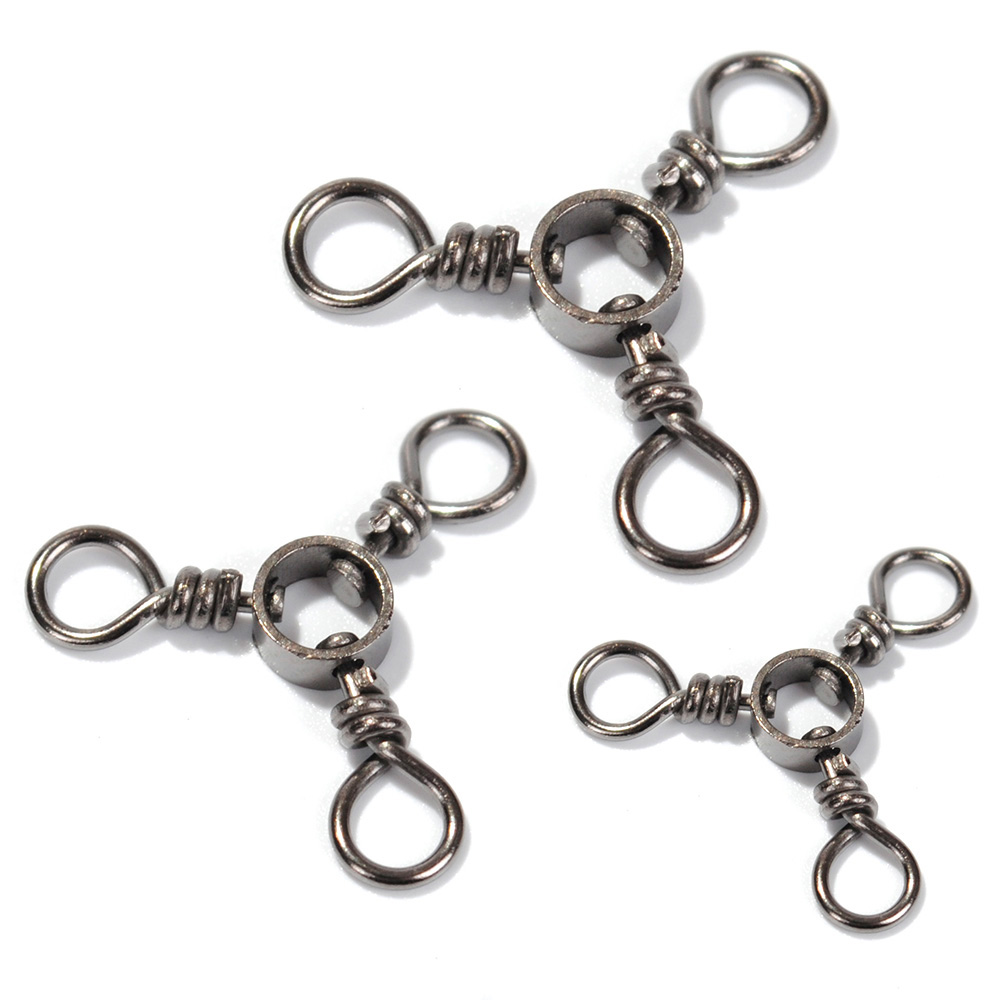 Yoshikawa Lot 50 Fishing Three Way Swivel Size 3 66Lb Black Nickel